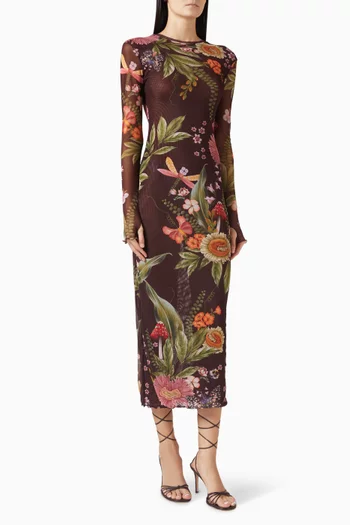 فستان روبن بنقشة قماش شبكي