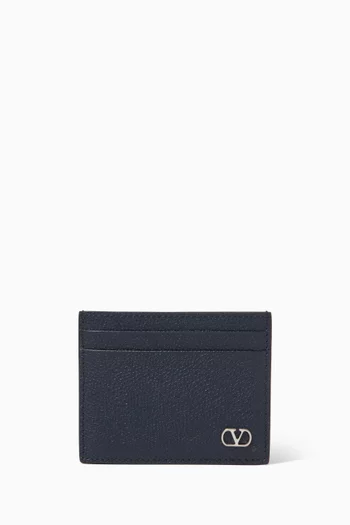 VLogo Signature Card Holder in Grained Calfskin