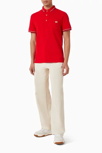 VLogo Patch Polo Shirt in Cotton Piqué