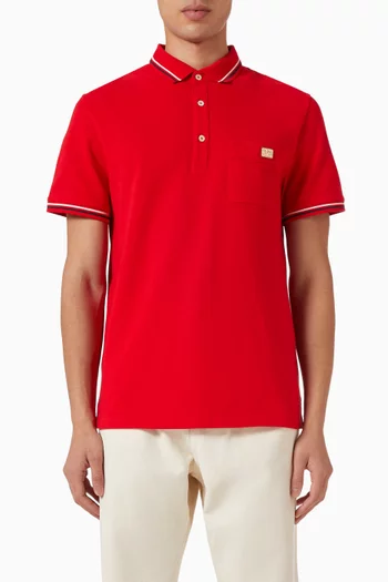 VLogo Patch Polo Shirt in Cotton Piqué
