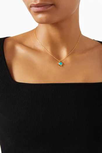 قلادة بدلاية على شكل قلب فضة مطلية ذهب عيار 24