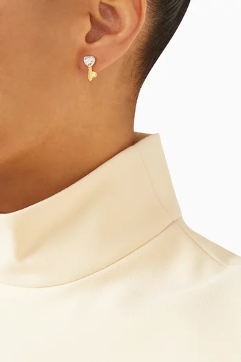 Heart-key Charm Earrings in 24kt Gold-plated Sterling Silver