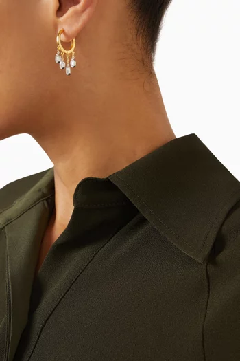 أقراط دائرية متدلية فضة إسترلينية مطلية ذهب عيار 24