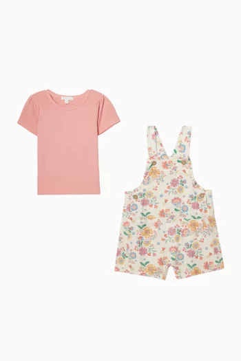 طقم أوفرول مزين بزهور