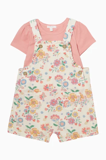 طقم أوفرول مزين بزهور