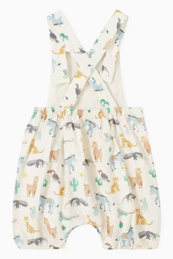 أوفرول قصير بنقشة حيوانات