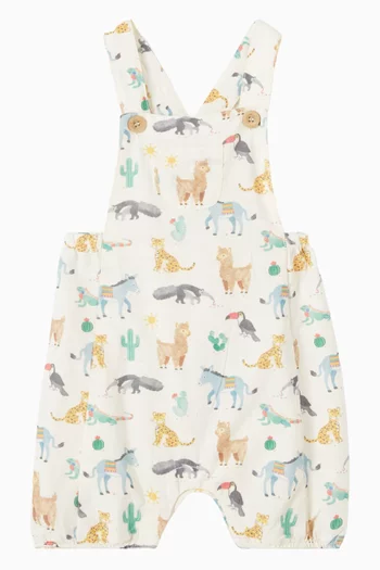 أوفرول قصير بنقشة حيوانات