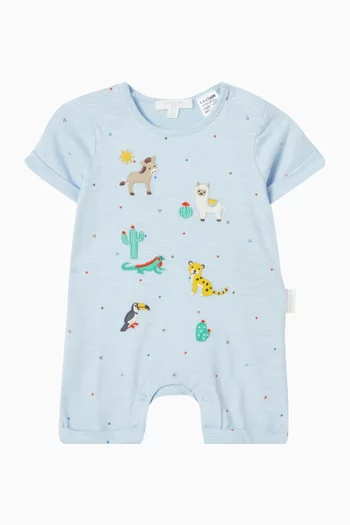 لباس قطعة واحدة مزين بحيوانات قطن عضوي