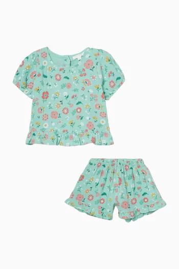 طقم بنقشة جوافة وزهور موسلين قطن عضوي