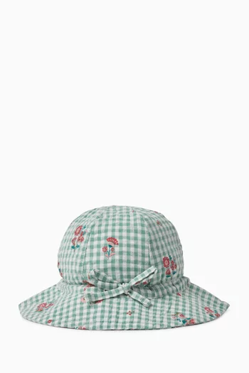 قبعة شمس فريدا بنقشة مربعات غينغهام