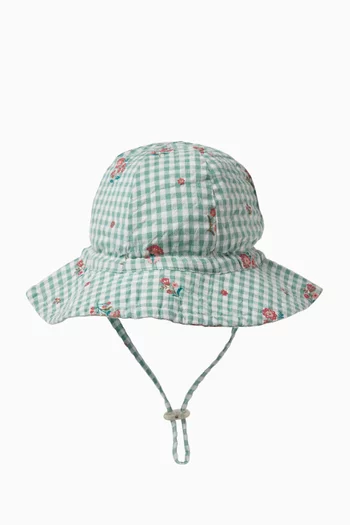 قبعة شمس فريدا بنقشة مربعات غينغهام