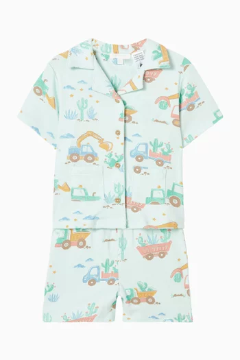 Desert Trucks Button Up Pyjama Set