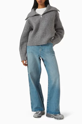 سترة بولار بسحّاب قصير نسيج