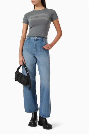 تي شيرت جرانج بقصة ضيقة مزيج قطن