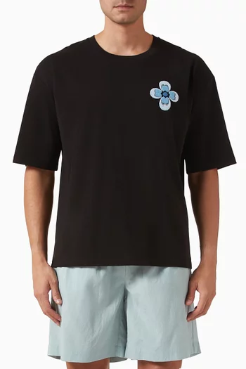 Flower Embroidered T-shirt in Cotton