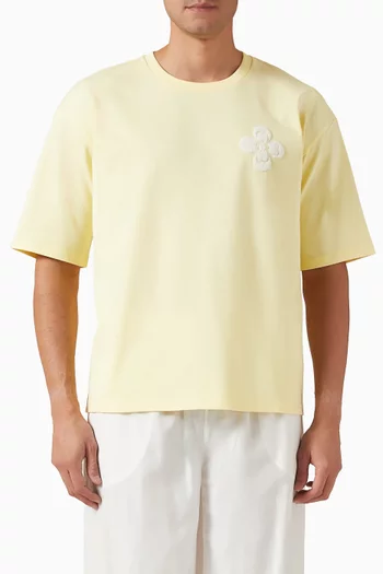 Flower Embroidered T-shirt in Cotton