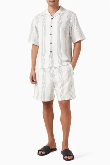 Textured Stripe Resort Shorts in Cotton