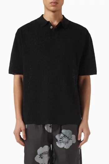 تي شيرت بولو بأزرار بالكامل مزيج قطن