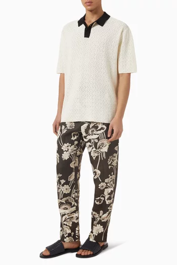 تي شيرت بولو بأزرار بالكامل مزيج قطن