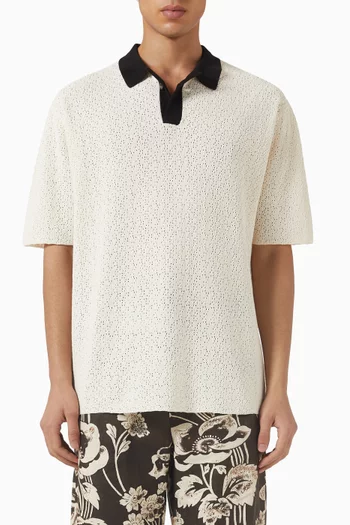 تي شيرت بولو بأزرار بالكامل مزيج قطن