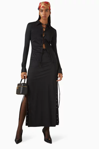 تنورة طويلة بأربطة جيرسيه