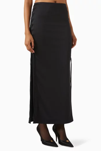 تنورة طويلة بأربطة جيرسيه