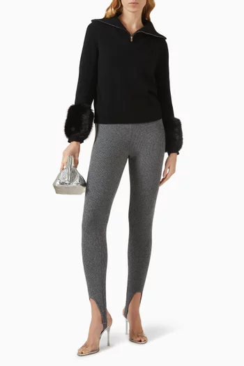 Zip-up Faux Cuff Sweater in Wool-cashmere