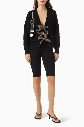 Velvet Bow Cardigan in Knit