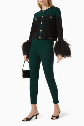 بنطال بقصة تضيق نحو الأسفل ورباط تضييق صوف وكشمير