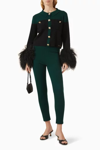 Shearling Cuff Buttoned Cardigan in Wool-cashmere