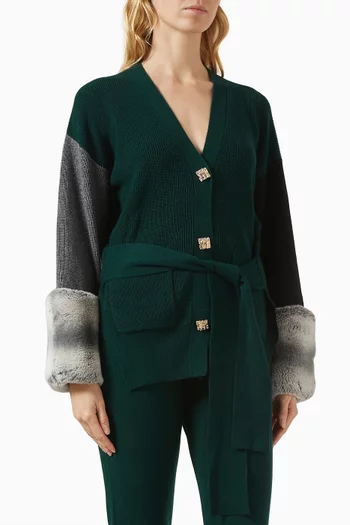 Tie-detail Cuff Cardigan in Wool-cashmere