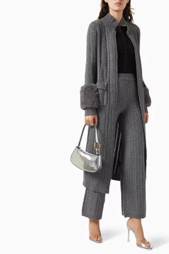 Faux Cuff Long Cardigan in Knit