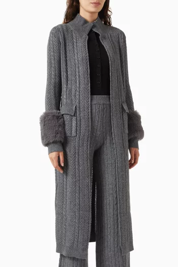Faux Cuff Long Cardigan in Knit