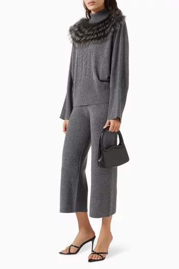 Turtleneck Fur-trim Sweater in Wool-cashmere
