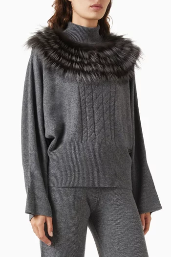 Turtleneck Fur-trim Sweater in Wool-cashmere