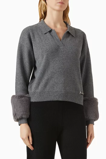 The Faux Cuff Polo Sweater in Knit