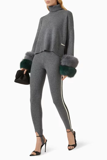 The Cropped Polo Sweater in Wool-cashmere