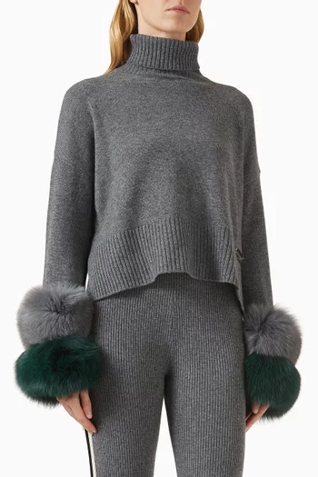 The Cropped Polo Sweater in Wool-cashmere