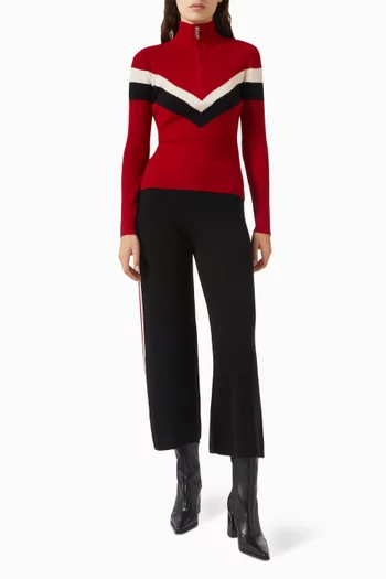 Ski Striped Zip-up Sweater in Knit