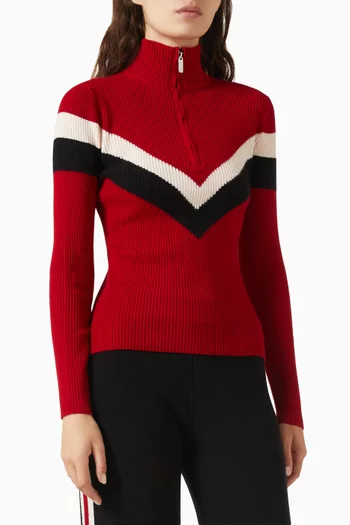 Ski Striped Zip-up Sweater in Knit