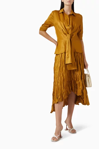 قميص برباط في الأمام فيسكوز