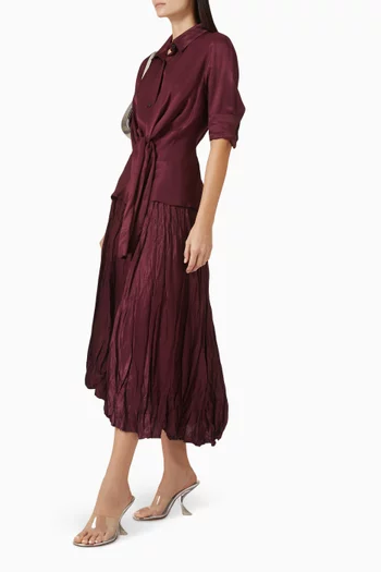 Asymmetric Crinkled Skirt in Viscose