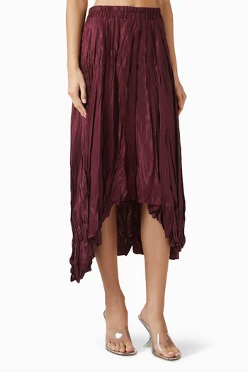 Asymmetric Crinkled Skirt in Viscose