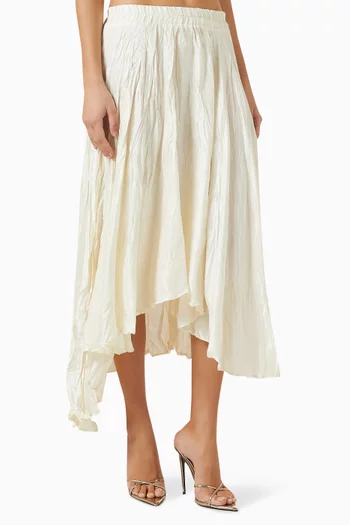 Asymmetric Crinkled Skirt in Viscose