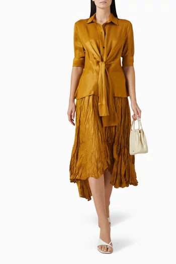 Asymmetric Crinkled Skirt in Viscose