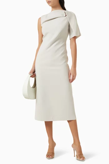 فستان متوسط الطول بدرابيه