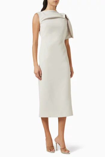 فستان متوسط الطول بدرابيه