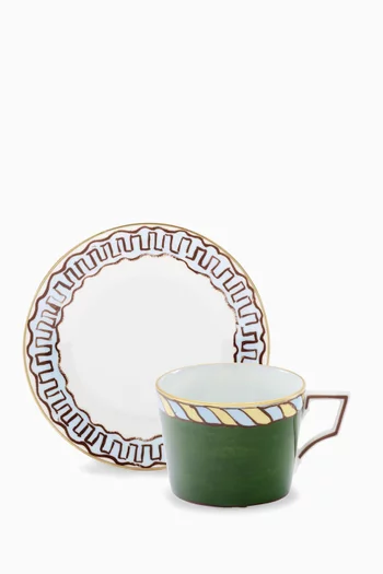 Luna Tea Cup & Saucer in Porcelain, Set of 2