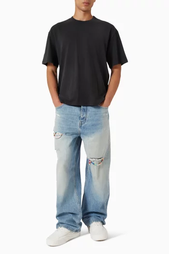 Patched Boxy T-shirt in Cotton