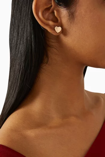 أقراط هيام صغيرة على شكل قلب ذهب وردي عيار 18